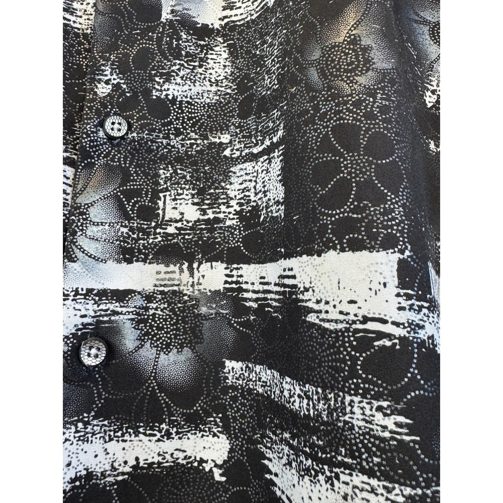 American Breed Shirt Black White Abstract Floral Shirt Button Up Long Sleeve - Picture 5 of 13